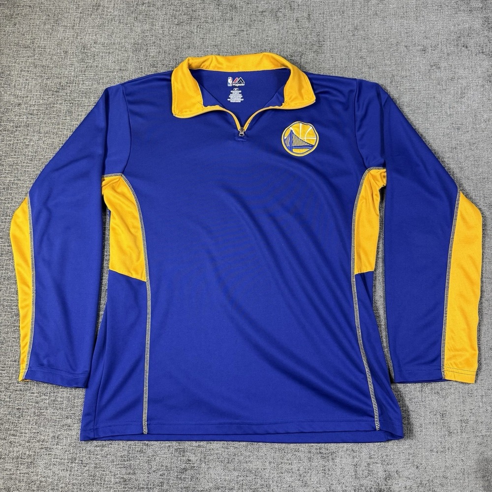 Golden State Warriors 1/4 Zip Pullover Mens MT Medium Tall Blue Yellow Majestic